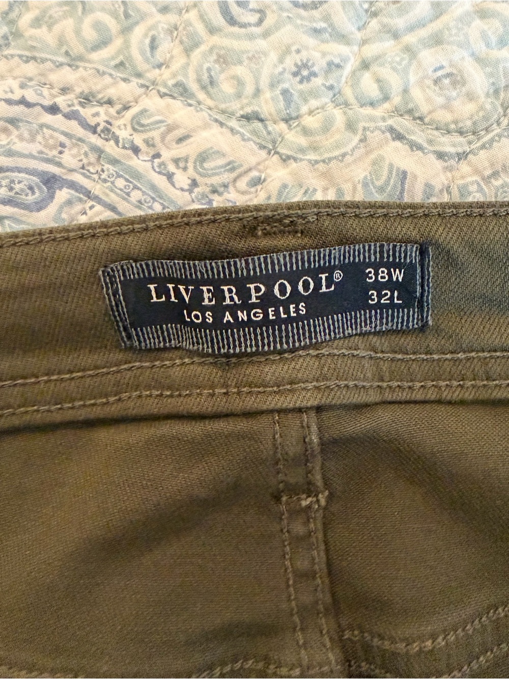 Liverpool Los Angeles Regent Relaxed Straight Olive Pants 38x32 - Picture 8 of 9